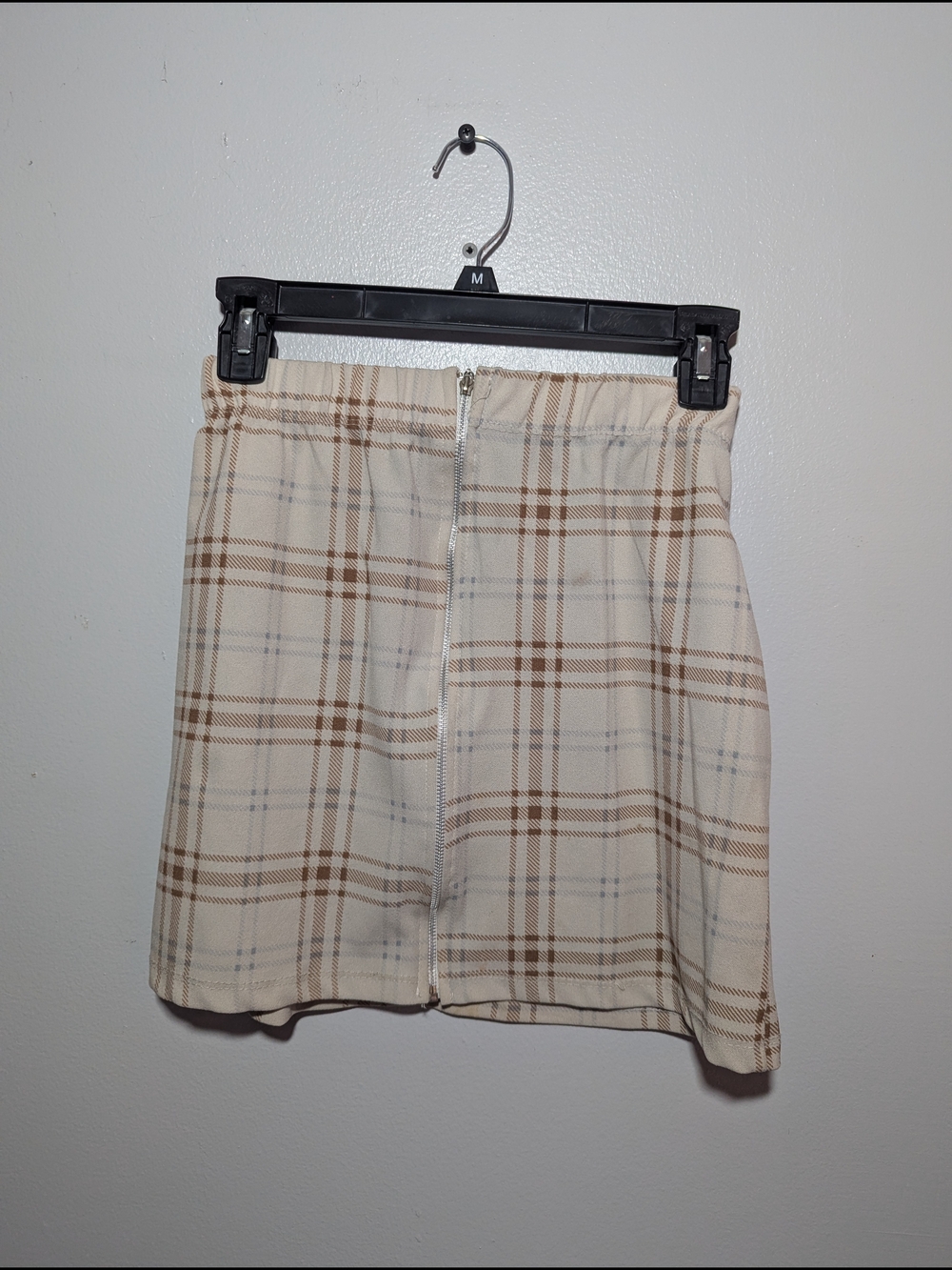 Rainbow Cream Plaid Mini Skirt with Front Zip